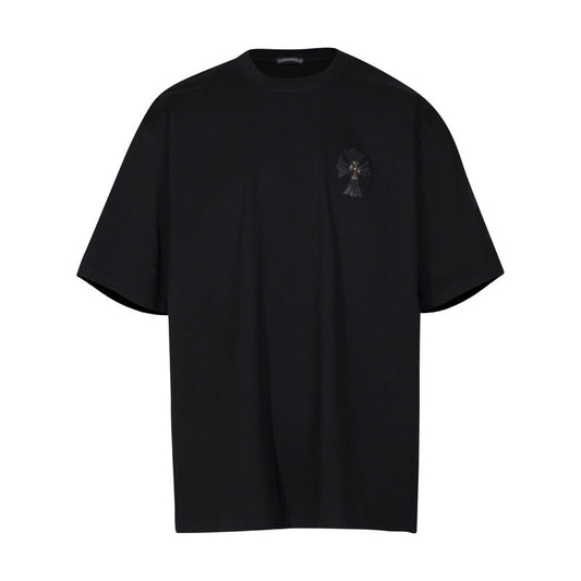 CHH Chrome Heart T Shirts Croix Cross Color Embroidery Printed Short Sleeve T-Shirt Loose
