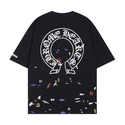CHH Chrome Heart T Shirts Croix Cross Sanskrit Embroidery Versatile Casual Loose
