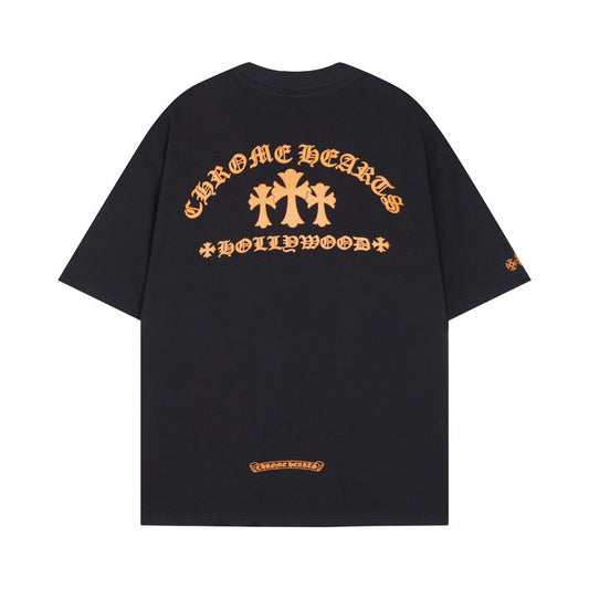 CHH Chrome Heart T Shirts CROW Summer Short Sleeve Embroidery Crew Neck Loose