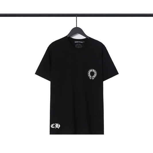 CHH Chrome Heart T Shirts Croix Cross Leather Printed Short Sleeve T-Shirt