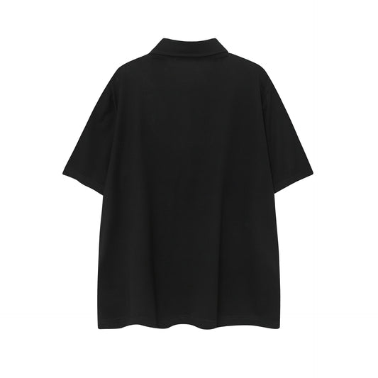 CHH Chrome Heart T Shirts Sanskrit horseshoe print lapel polo shirt versatile short sleeve