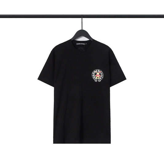 CHH Chrome Heart T Shirts Croix Cross Leather Printed Short Sleeve T-Shirt