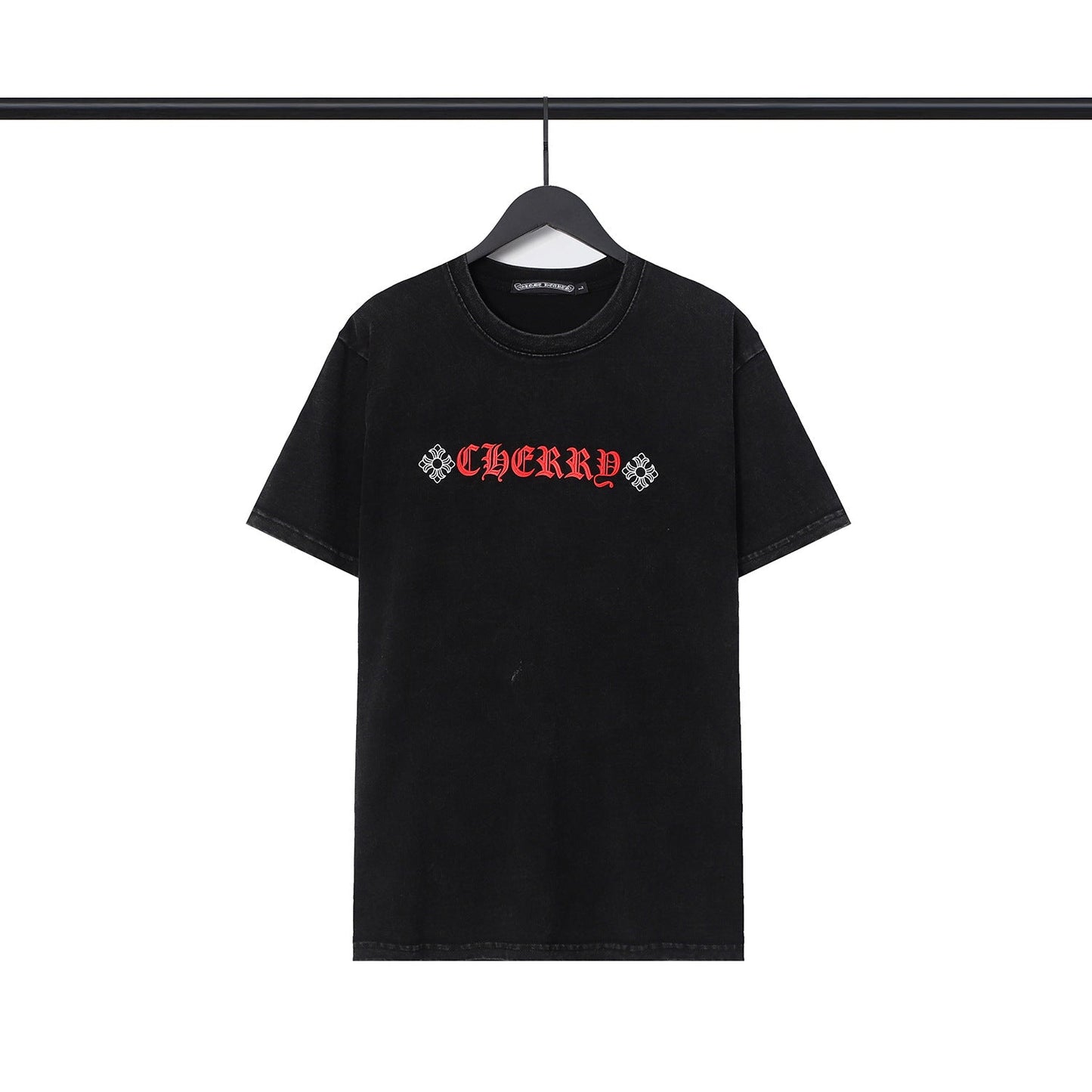 CHH Chrome Heart T Shirts Cross Sanskrit Printed Crew Neck Washed Short Sleeve Fashion T-Shirt