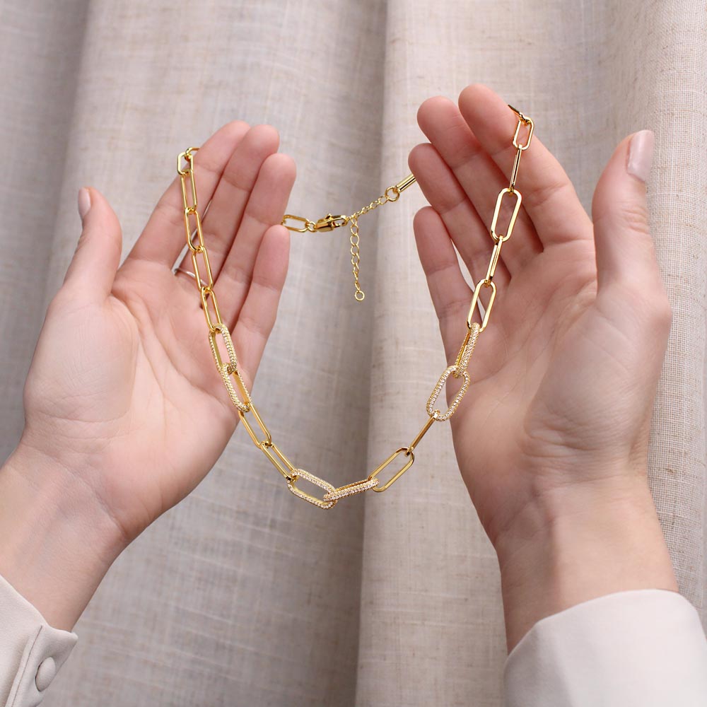 Apology Gift For Her - CZ Paperclip Chain