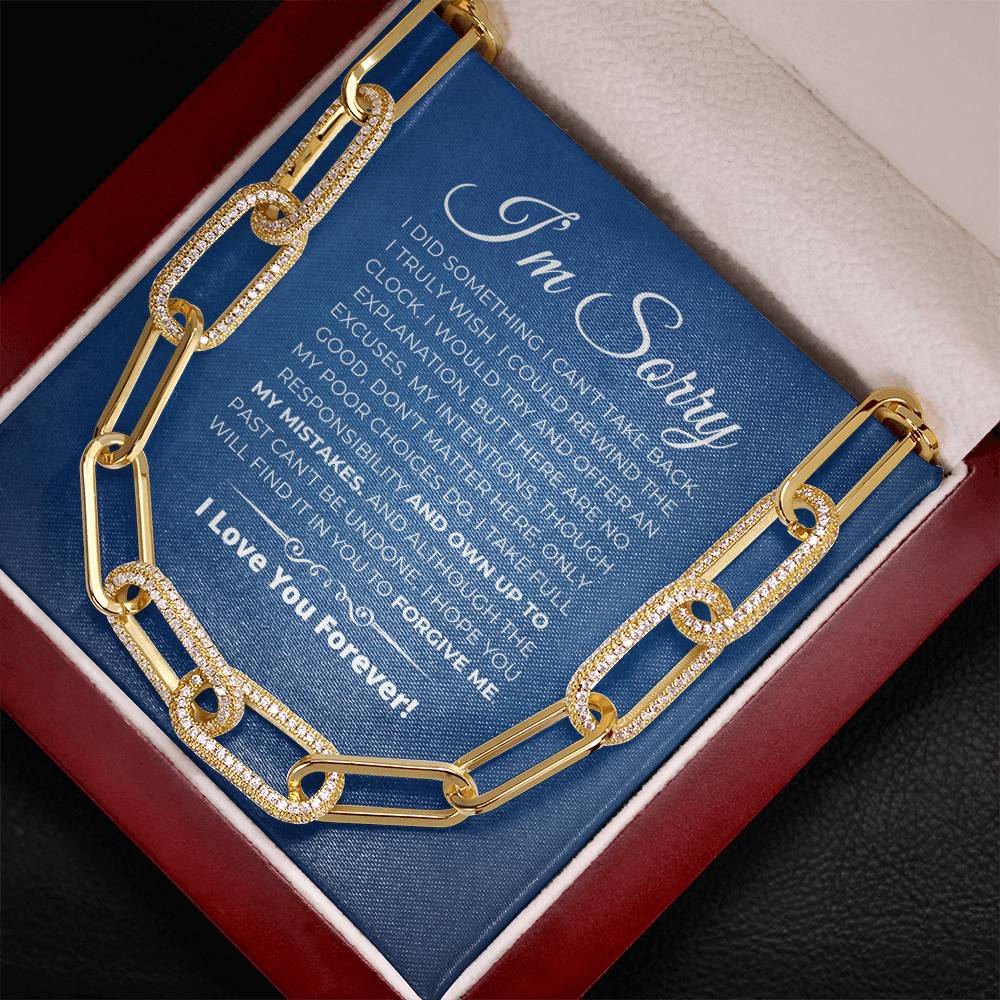 Apology Gift For Her - CZ Paperclip Chain