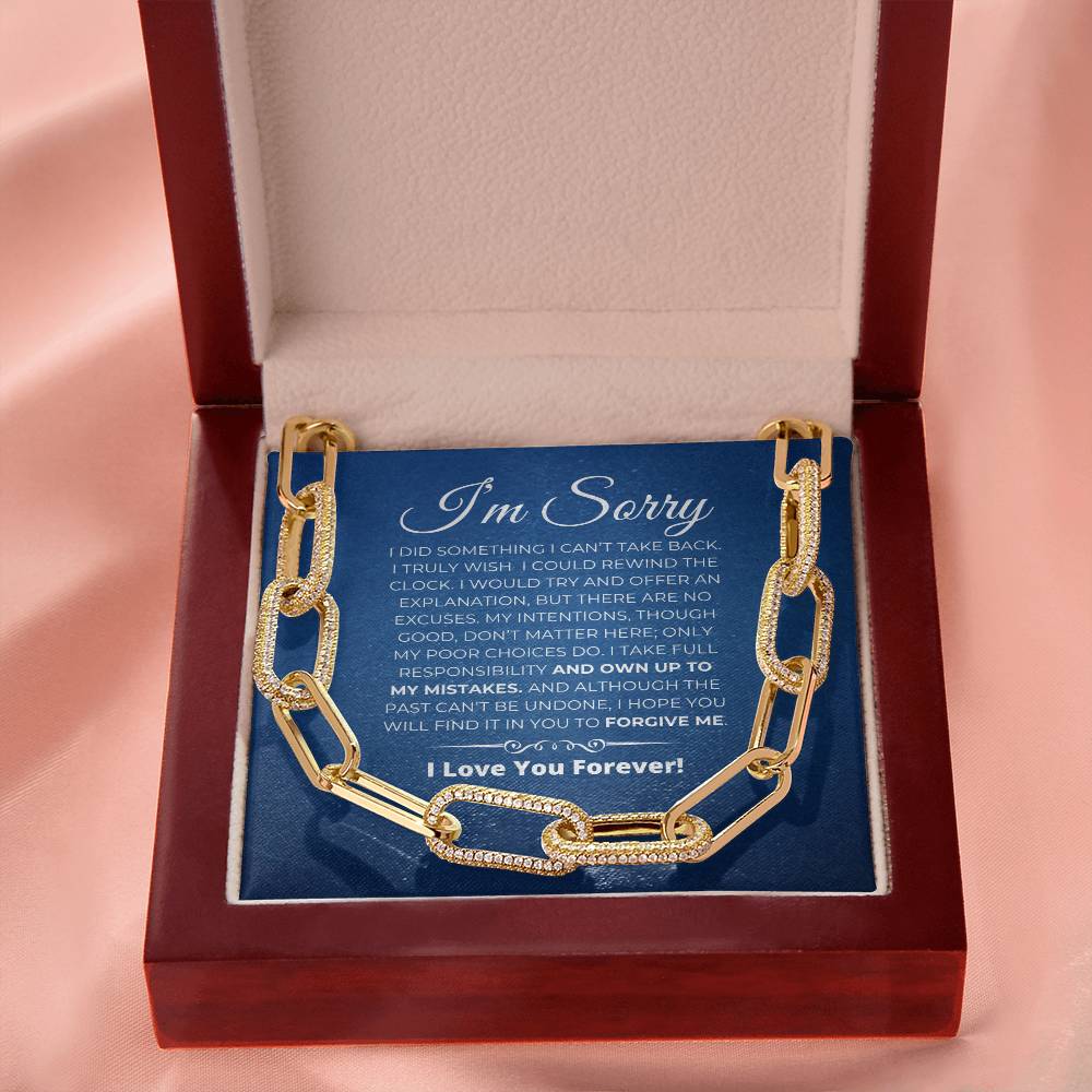 Apology Gift For Her - CZ Paperclip Chain
