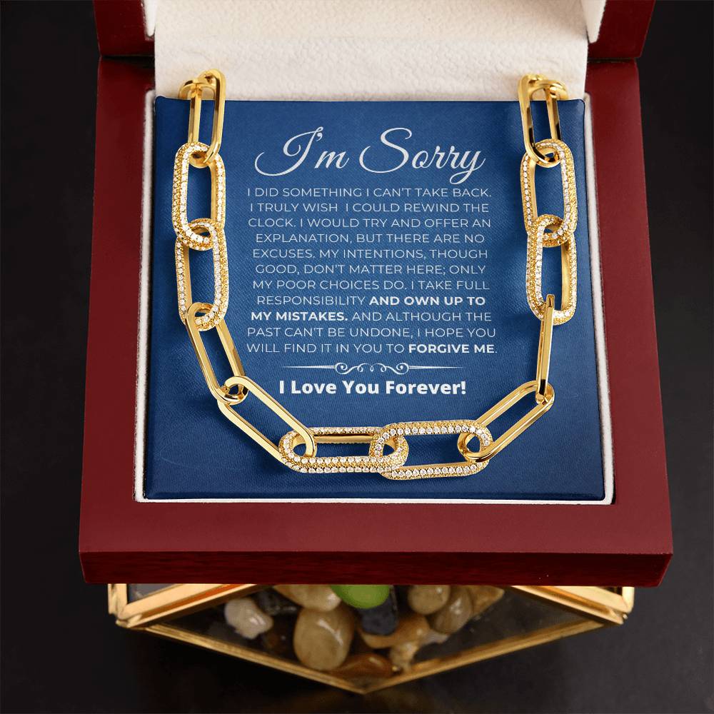 Apology Gift For Her - CZ Paperclip Chain