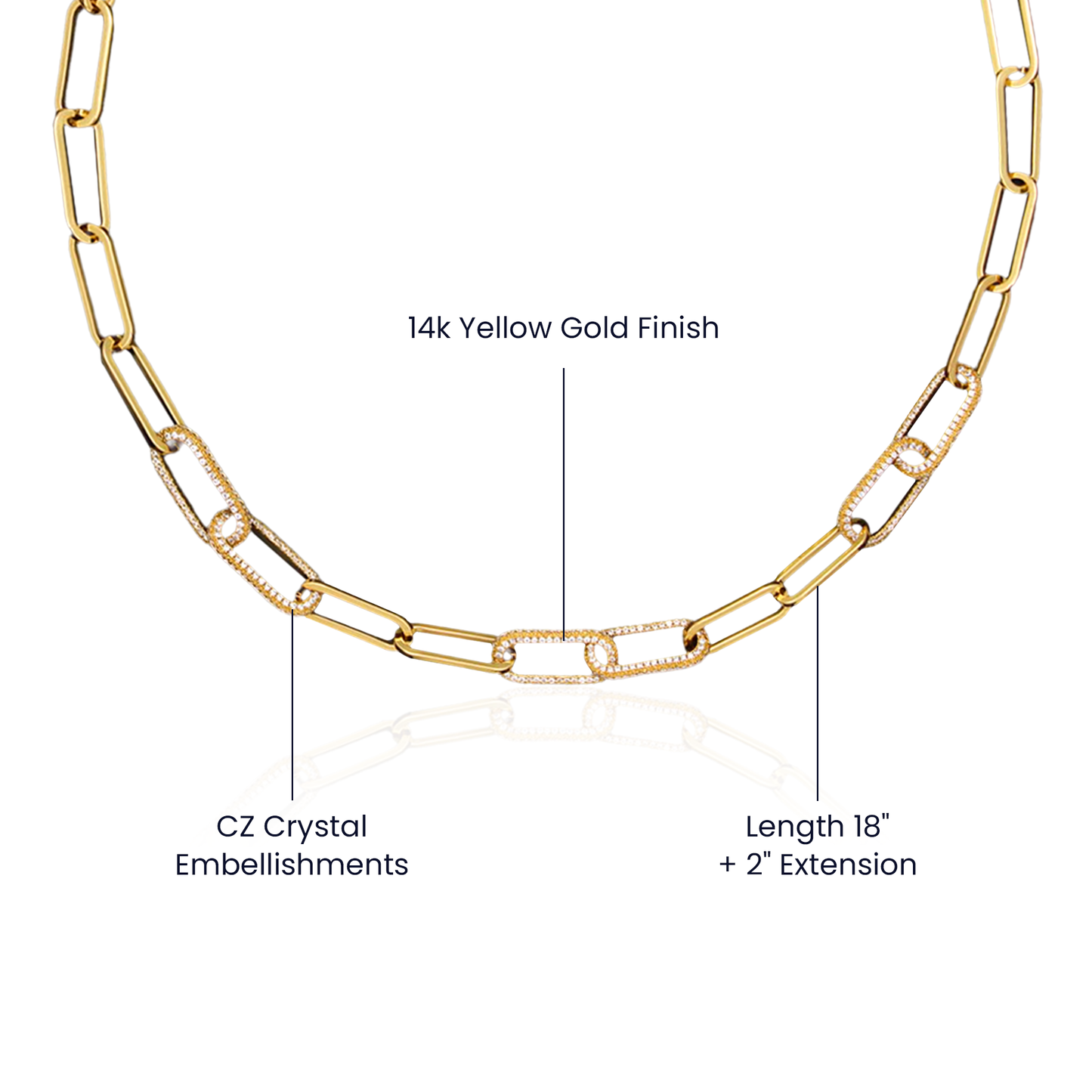 Apology Gift For Her - CZ Paperclip Chain
