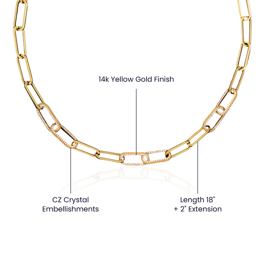 Apology Gift For Her - CZ Paperclip Chain