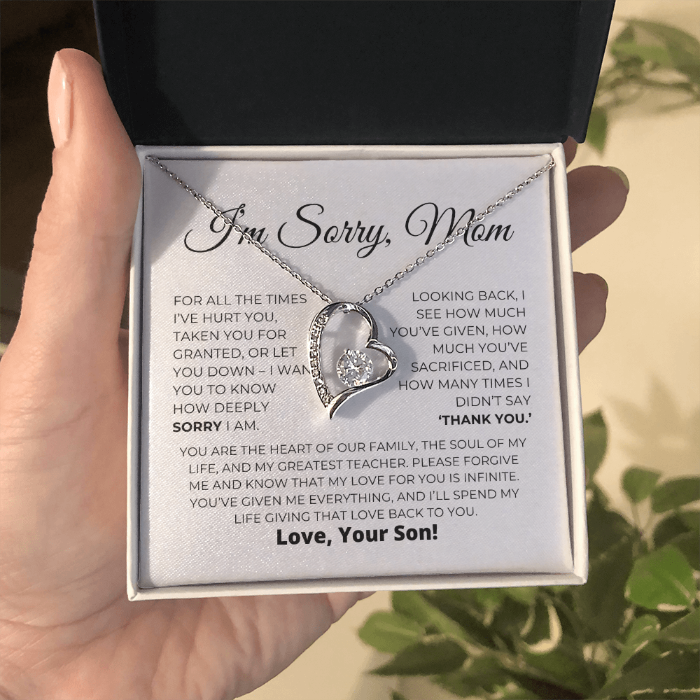 Apology Gift For Mom - Heart Of Our Family - Forever Love Necklace