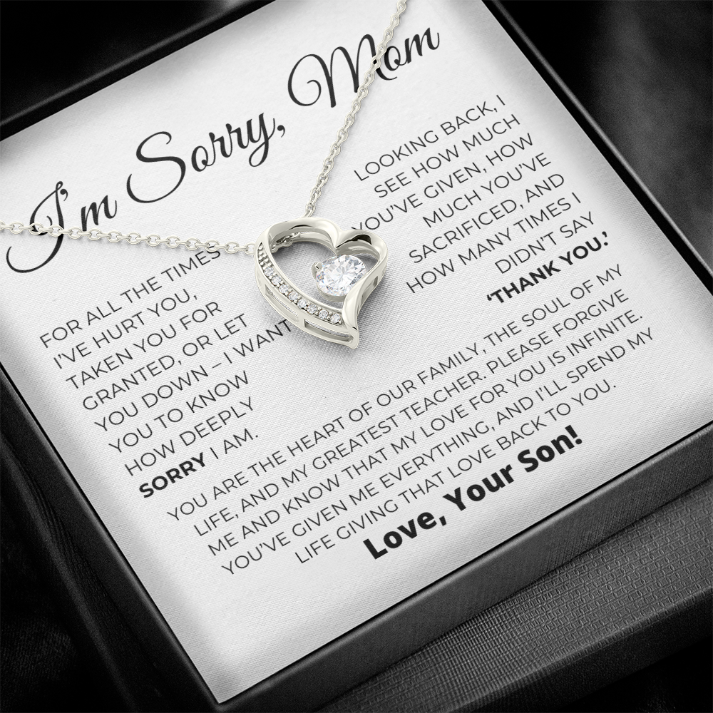 Apology Gift For Mom - Heart Of Our Family - Forever Love Necklace